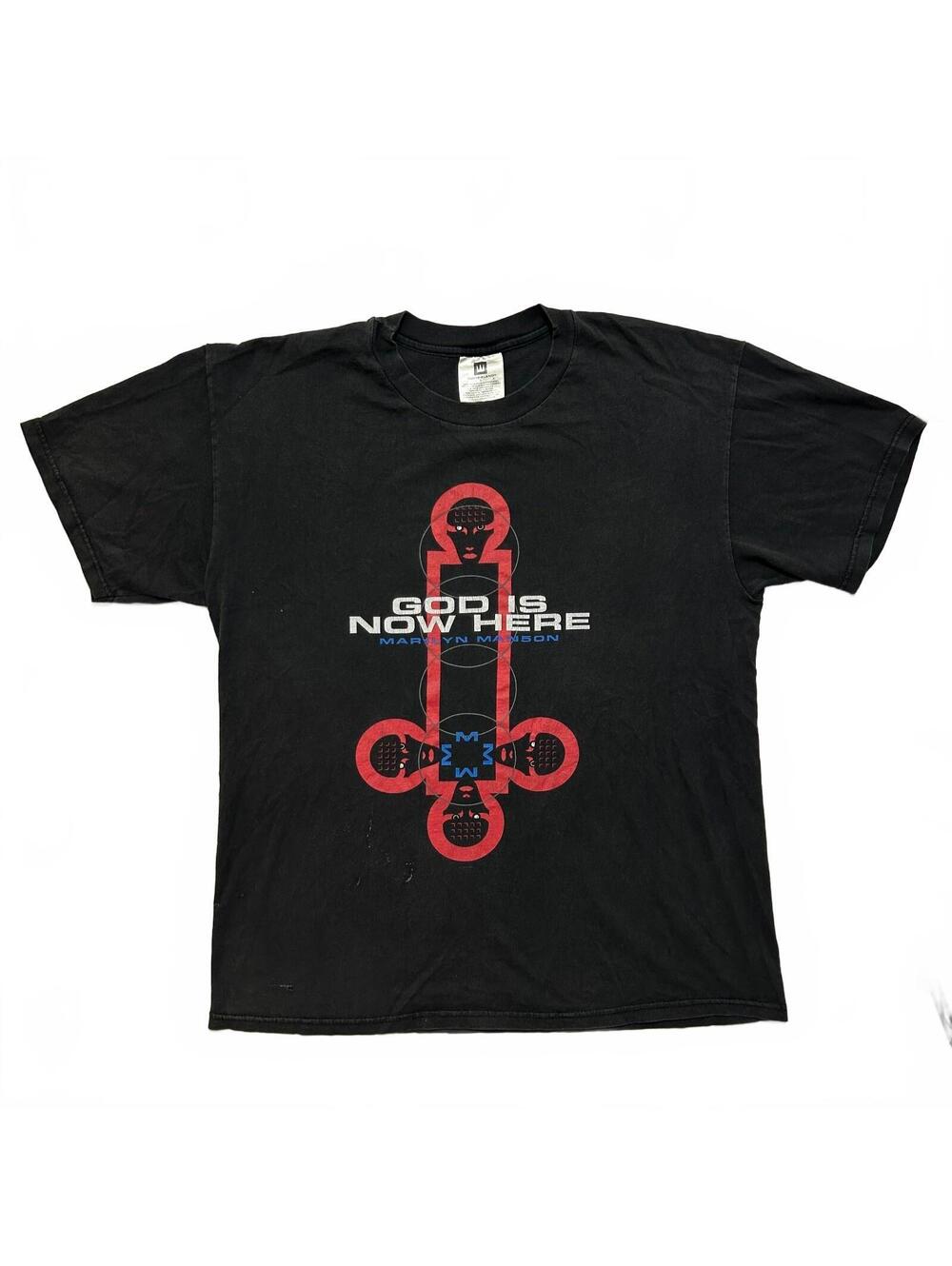VTG 90's Marlyn Manson Winterland God Is Now Here T-Shirt Size M Black Punk